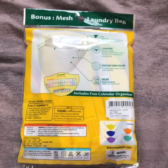 New Crayola face masks. Multiple color 5 pack. Teen/Adult sized. These are great - Picture 2 of 4